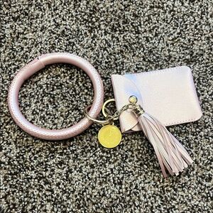 Pink Tassel Keychain Bracelet